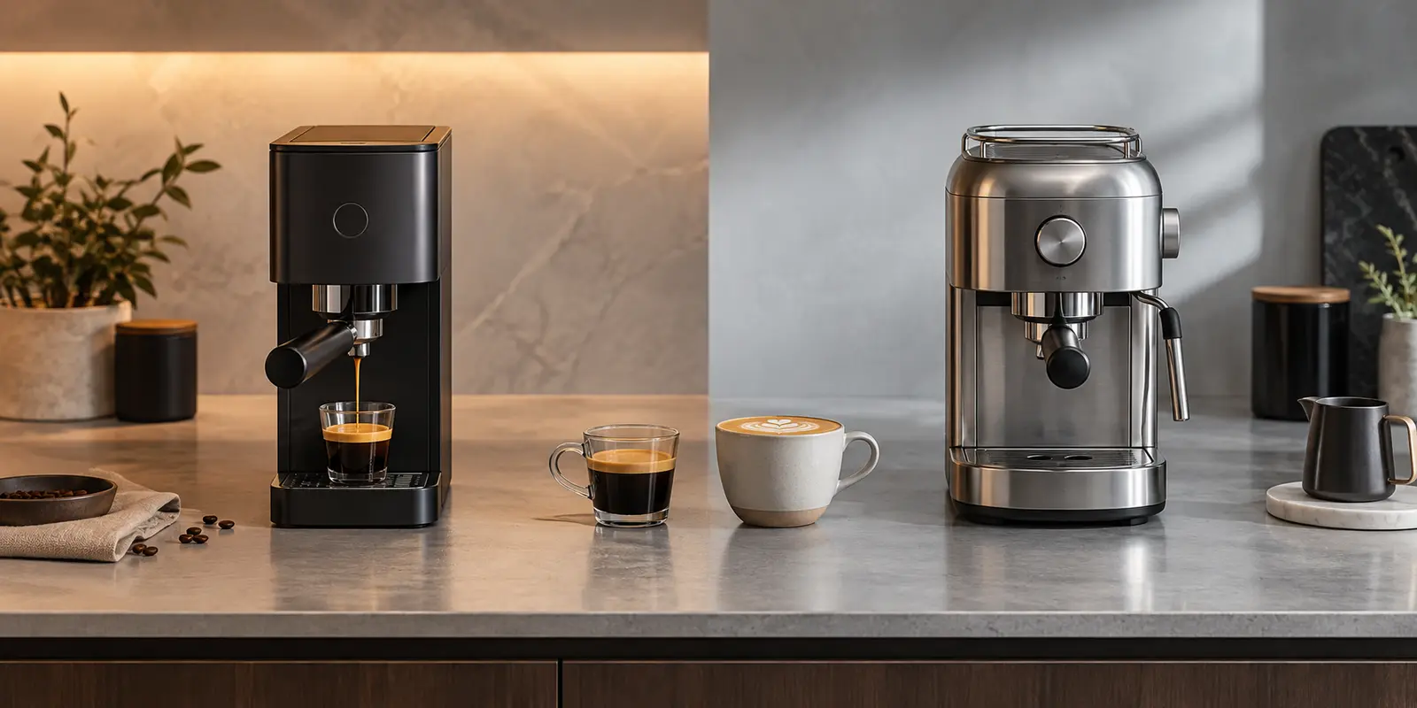 Two compact espresso machines compared