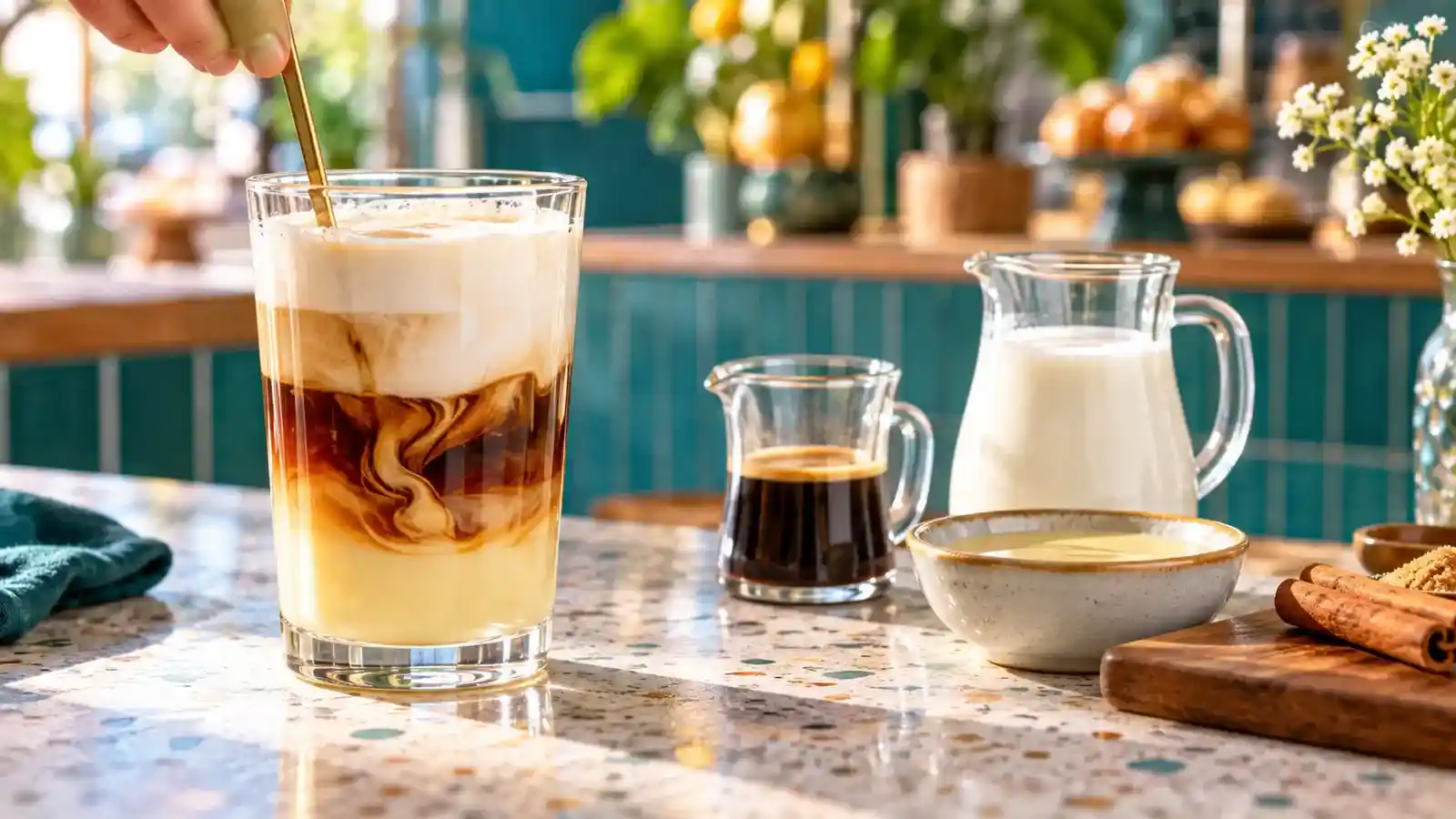 Spanish latte with condensed milk and espresso